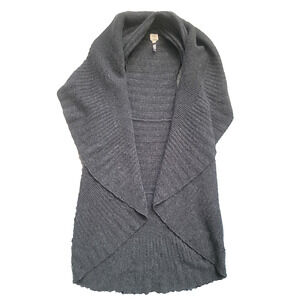 Qi Cashmere Vest Cowl Neck Sweater Vest Size M Gray Knit Oversized Layer